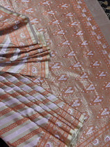 Muted Gold Color with Copper and Light Lavender -Mashru Silk Tanchoi Saree  with Jamawar Pallu