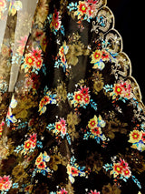 Olive Green Color Soft Organza Dupatta with Embroidery, Sequin and Zari with Floral Digital Prints