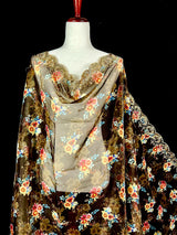 Olive Green Color Soft Organza Dupatta with Embroidery, Sequin and Zari with Floral Digital Prints