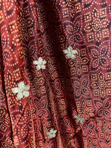 Digital Printed Bandhej Dupatta in Deep Red in Soft Organza Dupatta with Embroidery, Sequin and Zari