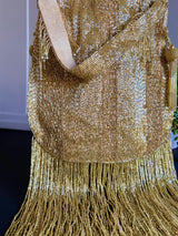 Gold Color Embellished Sequin Handbag  with Long Strings | Bags for Gifts | Wedding Bags