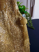 Gold Color Embellished Sequin Handbag  with Long Strings | Bags for Gifts | Wedding Bags