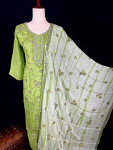 Parrot Green Designer Readymade Salwar Kameez 3pcs Suit for Women with Handwork