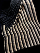 Trending Party Wear Saree  in Black and Gold Color Strip Half and Half Saree in Pleated material