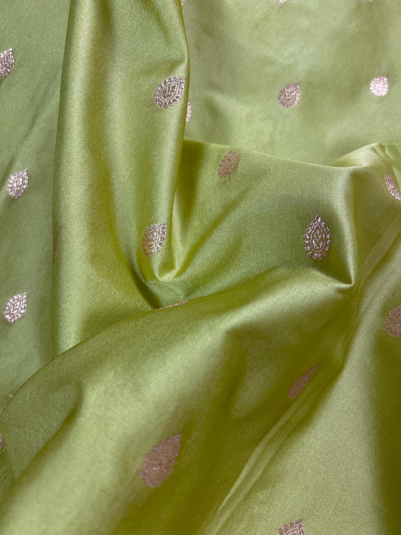 Pista Green Semi Mashru Silk in Gold Zari | Banarasi Mashru Silk Saree | Soft Silk Sarees