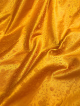 Semi Pure Turmeric Yellow Color Soft Mashru Silk handloom Tanchoi Saree with Gold Banarasi Border and Pallu - Banarasi Mashru Silk Saree