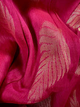 Handmade Rani Pink Color Linen blend with Cotton Silk Handloom Saree with Zari Weave