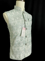 Pastel Sea Green Jacket for Men with Embroidery, thread and Sequin Work | Jacket for Kurta | Mens Wedding Wear Outfit | Men Waistcoat