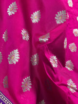 Hot Pink with Purple and Green color combination Traditional Border Banarasi Handloom Soft Silk Saree | Silk Sarees