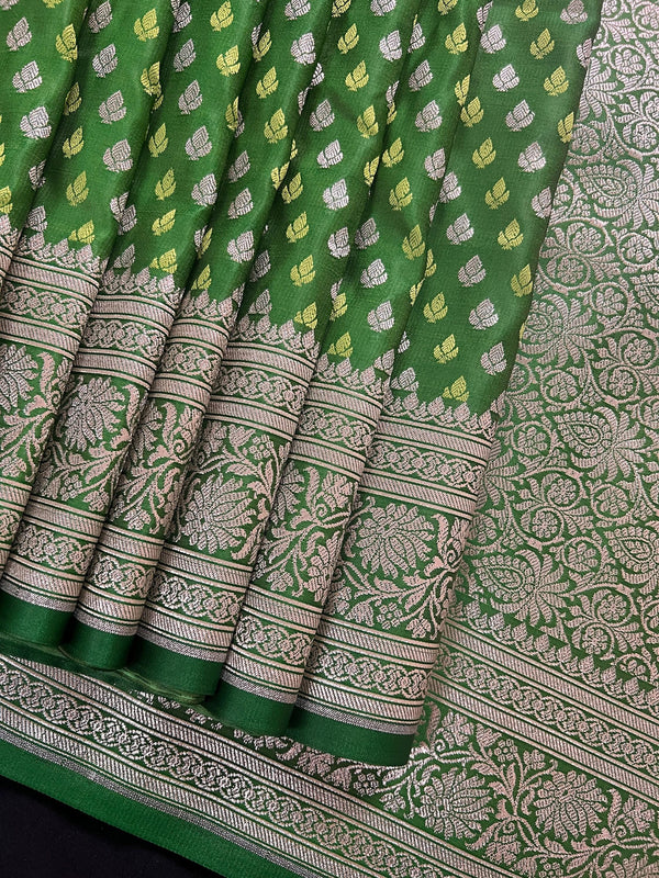 Statement Dual Shade of Green Color Saree in Mashru Silk with Banarasi Border and Pallu