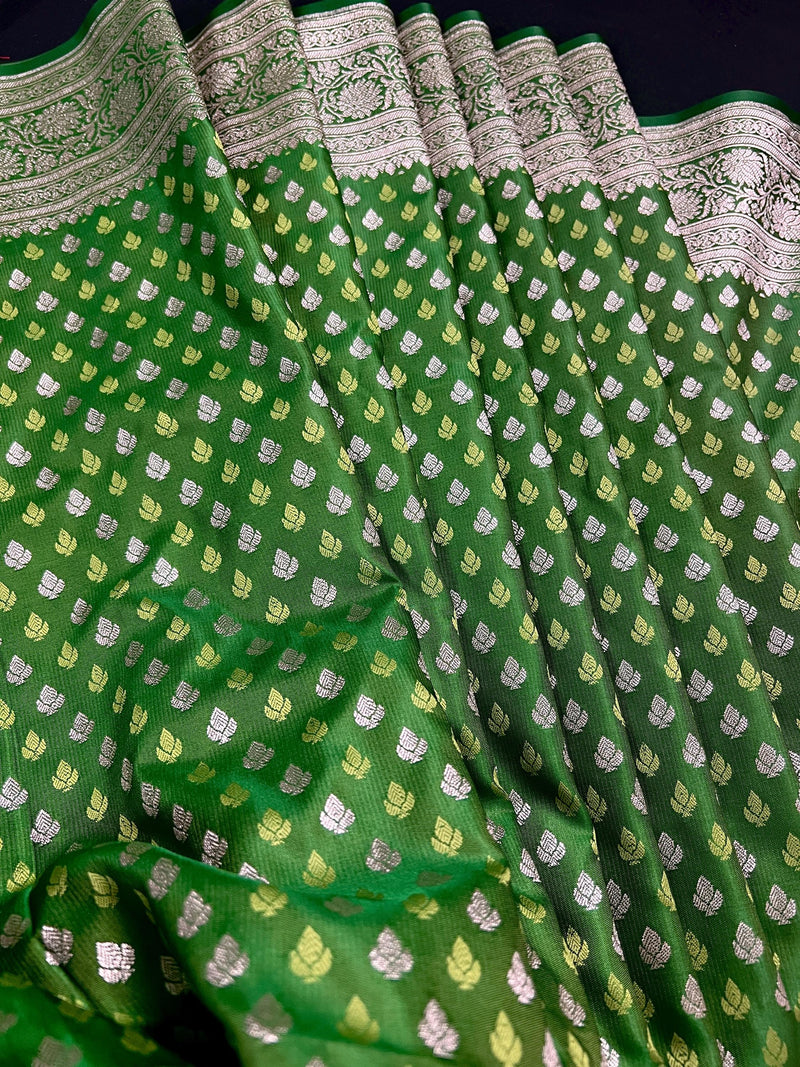 Statement Dual Shade of Green Color Saree in Mashru Silk with Banarasi Border and Pallu