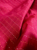 Deep Pink Color Saree Cotton Saree with Kantha Stitch and  Zari Temple Border