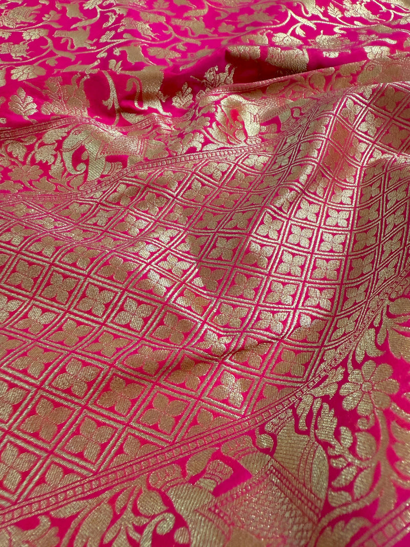 Peach Pink Color Shikargah Dupatta Semi Banarasi Silk Dupatta | Benarasi Dupatta | Dupatta for Lehangas