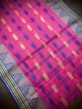 Pink Color Bengal Jamdani Tant Saree in Cotton | Bengal Sarees | Jamdani Tant Saree