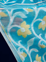 Sky Blue Color Muslin Bengali Jamdani Weaved Saree | Traditional Bengali Saree