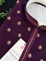 Eggplant Purple Color Men Kurta | Embossed Embroidery and Zari Butti | Sherwani Style Kurta | Indian Wedding Kurta