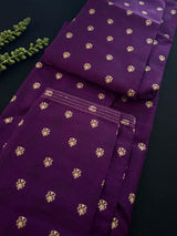 Eggplant Purple Color Men Kurta | Embossed Embroidery and Zari Butti | Sherwani Style Kurta | Indian Wedding Kurta