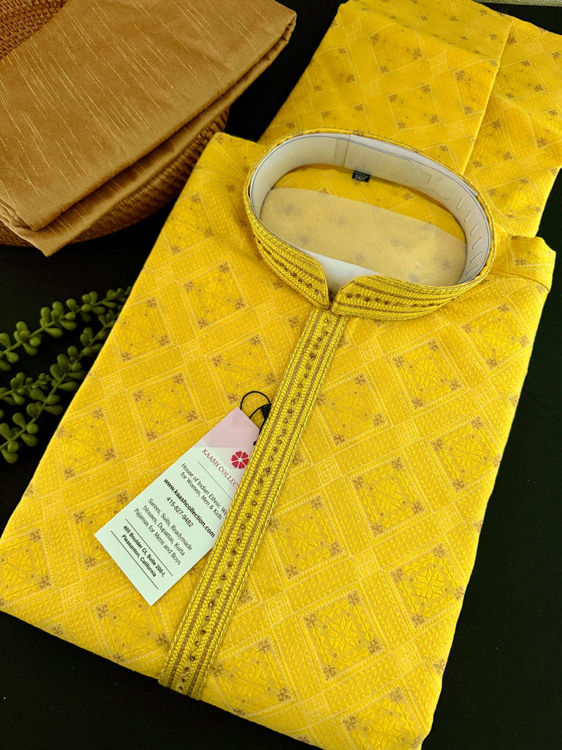 Haldi Yellow Kurta Pajama Set for Men | Traditional with Modern touch Ethnic Mens Wear for Weddings & Festive Celebrations