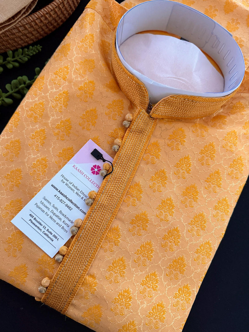 ReadytoWear Mango Yellow Color Men Kurta for Party, Festival and Wedding Mens Wear | Yellow Color Kurta Sets for Men