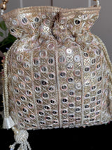 Multi Color Wedding Potli Bag | Handmade Embellished Sequin and Artifical Mirror | Desi Indian Pakistani Wedding Purse | Evening Party Purse
