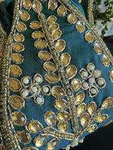 Teal Color Wedding Potli Bag | Handmade Embellished Stone and Pearl |  Desi Indian Pakistani Wedding Purse | Evening Party Purse