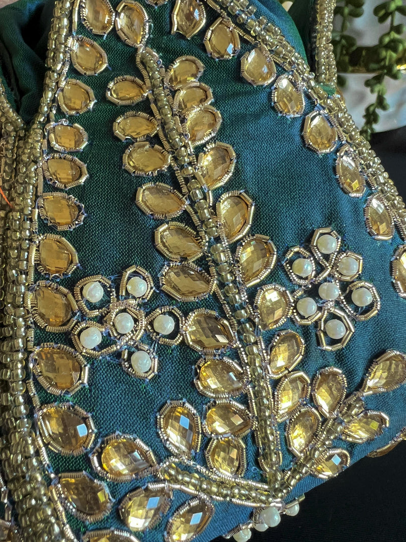 Teal Color Wedding Potli Bag | Handmade Embellished Stone and Pearl |  Desi Indian Pakistani Wedding Purse | Evening Party Purse