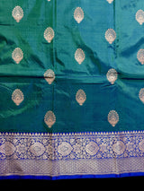 Peacock Green Color Pure Banarasi Katan Silk Saree | Banarasi Silk Saree | Handwoven Sarees | SILK Mark Certified Saree