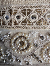 Pearl White Color Wedding Potli Bag | Handmade Embellished Pearl and Zircon | Desi Indian Pakistani Wedding Purse | Evening Party Purse