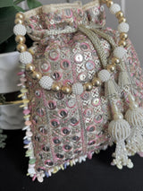 Multi Color Wedding Potli Bag | Handmade Embellished Sequin and Artifical Mirror | Desi Indian Pakistani Wedding Purse | Evening Party Purse