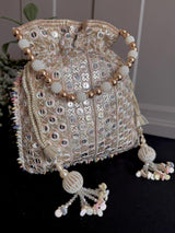 Multi Color Wedding Potli Bag | Handmade Embellished Sequin and Artifical Mirror | Desi Indian Pakistani Wedding Purse | Evening Party Purse