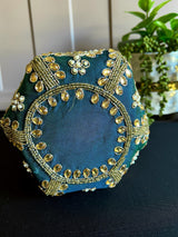 Teal Color Wedding Potli Bag | Handmade Embellished Stone and Pearl |  Desi Indian Pakistani Wedding Purse | Evening Party Purse