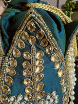 Teal Color Wedding Potli Bag | Handmade Embellished Stone and Pearl |  Desi Indian Pakistani Wedding Purse | Evening Party Purse