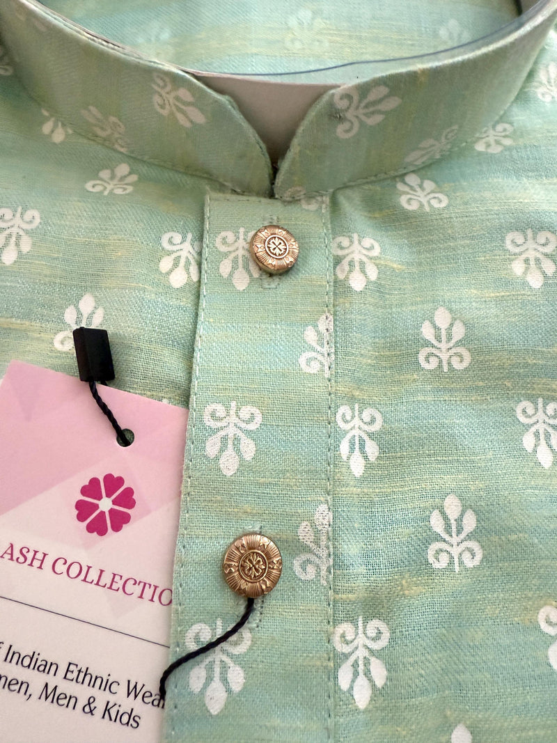 Pastel Sea Blue Color Premium Pure Cotton Kurta Pajama Set for Men | Cotton Men Kurtas