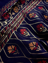 Blue Color Cotton Silk Saree with Foil Prints and Tissue Zari Border | Soft Cotton Silk Saree