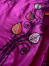 Purple Color Bangalori Silk Saree with Hand Kantha Stitch | Handwoven Kantha Stitch Sarees | Kantha Saress | Bengal Sarees