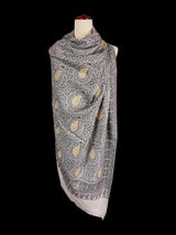 Grey Color Soft Pashmina Shawls with Resham Aari Work | Light Weight Shawls | Kashmiri Pashmina Shawls | Ships from California