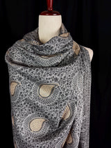 Grey Color Soft Pashmina Shawls with Resham Aari Work | Light Weight Shawls | Kashmiri Pashmina Shawls | Ships from California