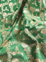 Pastel Pista Green Banarasi Silk in Muted Gold Zari with Floral Jaal Design  | Soft Silk Sarees | Banarasi Silk Sarees