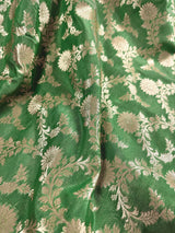 Pastel Pista Green Banarasi Silk in Muted Gold Zari with Floral Jaal Design  | Soft Silk Sarees | Banarasi Silk Sarees