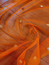 Bright Orange Color Net Dupatta with Gold Zari, Sequin and Beads | Pink Color Dupatta | Sequin Dupatta | Indian Dupatta for Lehanga