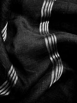 Black Color Pure Bengal Handloom Linen Saree with Sliver Zari Border with Maganta Pink | Pure Handloom Linen Sarees