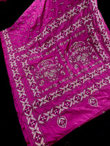 Pink Color Bangalori Silk Saree with Hand Kantha Stitch | Handwoven Kantha Stitch Sarees | Kantha Saress | Embroidered Sarees