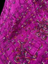 Purple Color Bangalori Silk Saree with Hand Kantha Stitch | Handwoven Kantha Stitch Sarees | Kantha Saress | Bengal Sarees