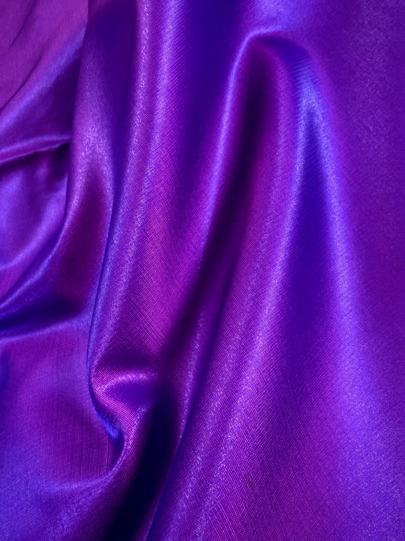 Dual Shade Purple and Blue Traditional Banarasi Satin Silk Handloom Saree with Bottle Green borders  Pallu
