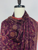Purple Kashmiri Wool Shawl in Kani Weave traditional Pattern | Eggplant Purple Color Cashmere Wrap | Wool Shawl for Gift