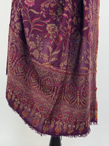 Purple Kashmiri Wool Shawl in Kani Weave traditional Pattern | Eggplant Purple Color Cashmere Wrap | Wool Shawl for Gift