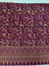 Purple Kashmiri Wool Shawl in Kani Weave traditional Pattern | Eggplant Purple Color Cashmere Wrap | Wool Shawl for Gift