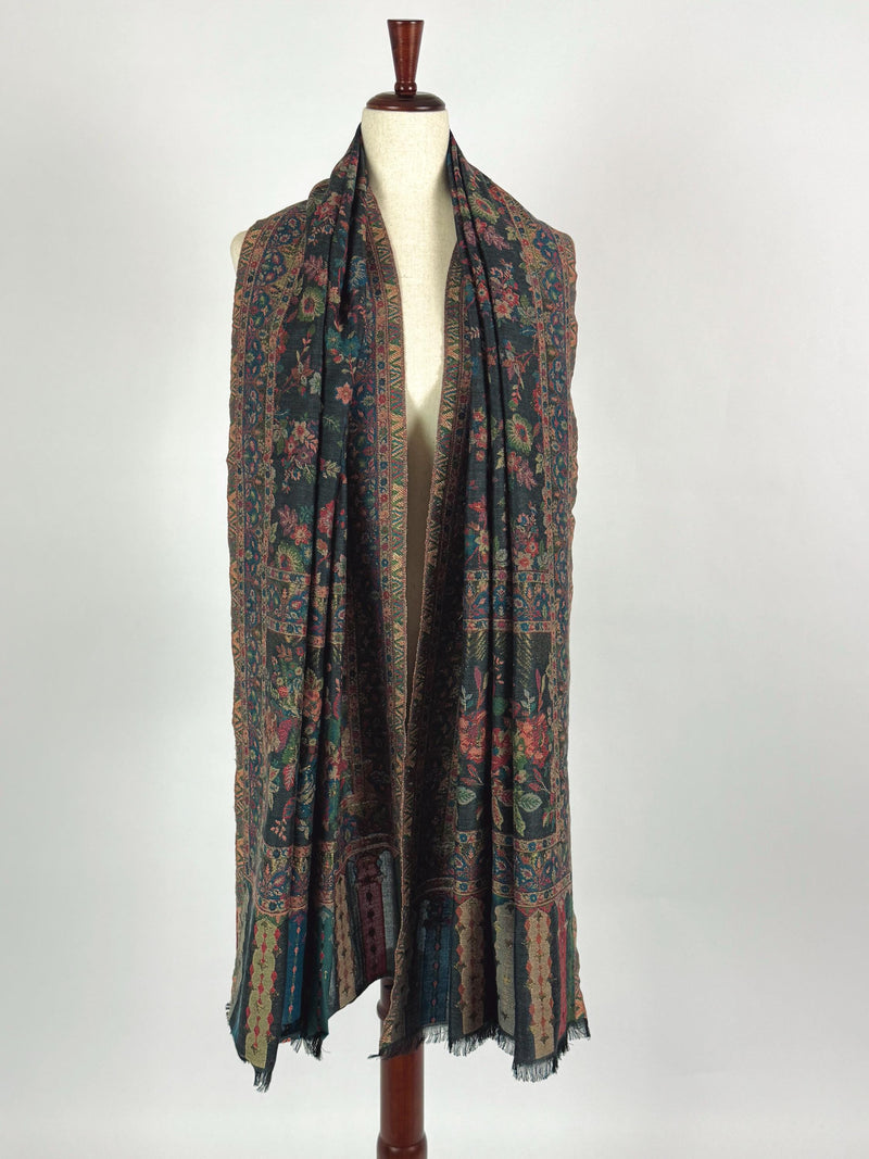 Grey Color Premium Pashmina Kani Weave Kashmiri Shawl | Kani Weave Cashmere Wrap | Wool Stole and Wraps | Ships from California