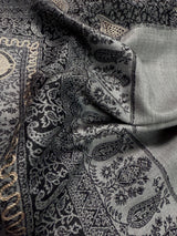 Grey Color Soft Pashmina Shawls with Resham Aari Work | Light Weight Shawls | Kashmiri Pashmina Shawls | Ships from California