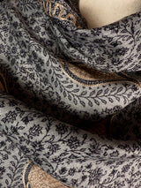 Grey Color Soft Pashmina Shawls with Resham Aari Work | Light Weight Shawls | Kashmiri Pashmina Shawls | Ships from California